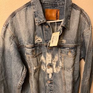 Vetements Anarchy distressed jean jacket XL
